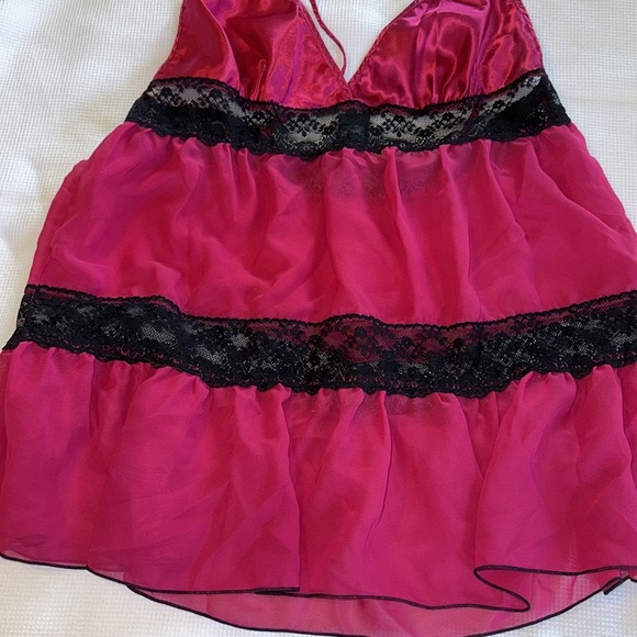 Secret Treasures Babydoll Hot Pink Polyester with Lace Size Medium - Picture 8 of 13